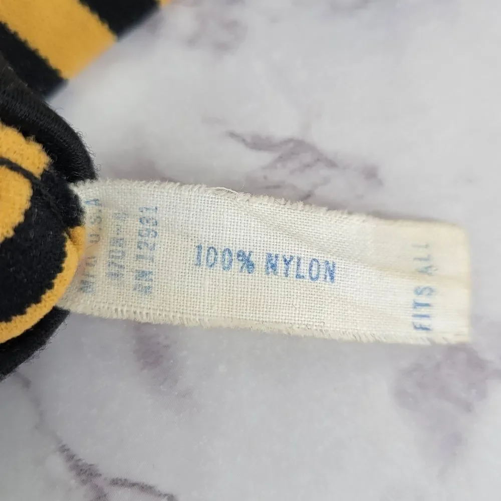 Olga Klein Vintage Nylon Black and Yellow Striped Gloves Bumblebee
